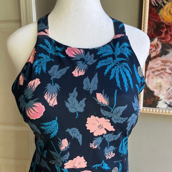 SOLD Patagonia Floral Halter Midi Dress Pink Blue Sleeveless Casual Athlesiure - Picture 4 of 13